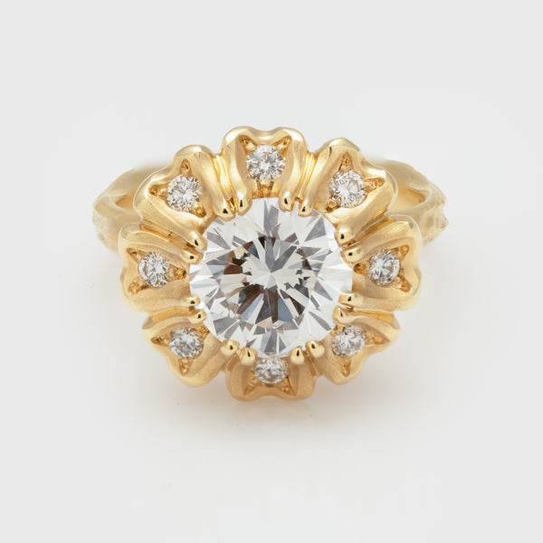 Yellow Gold Flower Diamond Ring