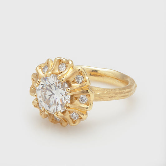 Yellow Gold Flower Diamond Ring