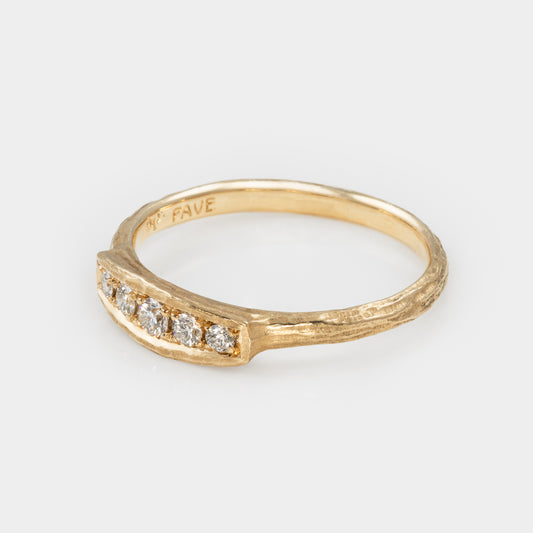 Five Diamond Redwood Bark Ring