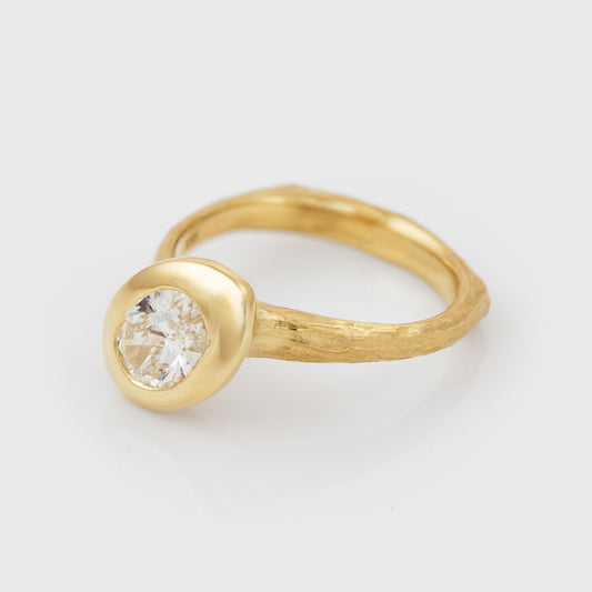 Angled Oval Diamond Ring