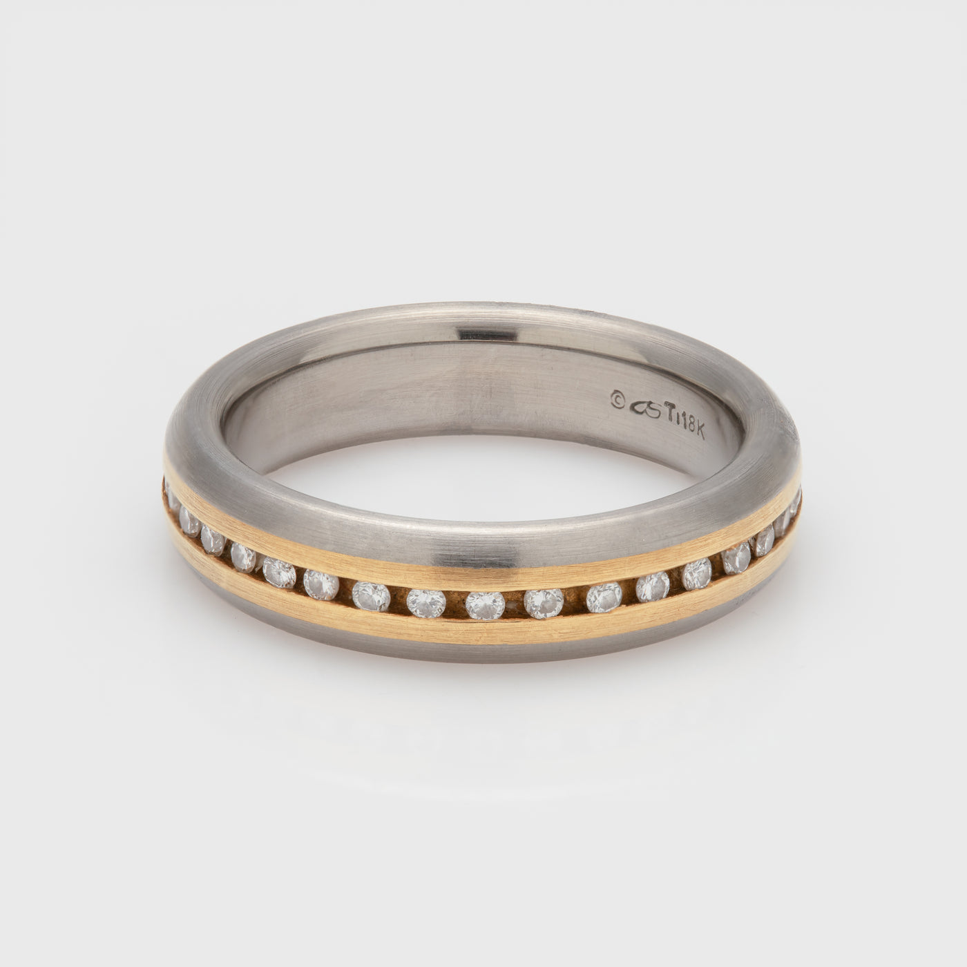 Channel Set Titanium & Yellow Gold Band