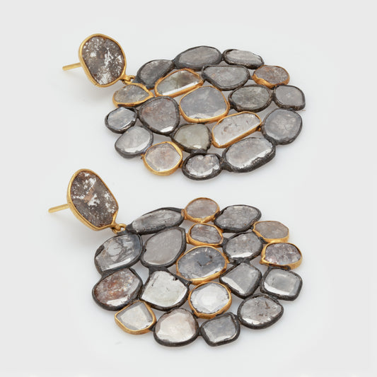 Rustic Diamond Slice Earrings