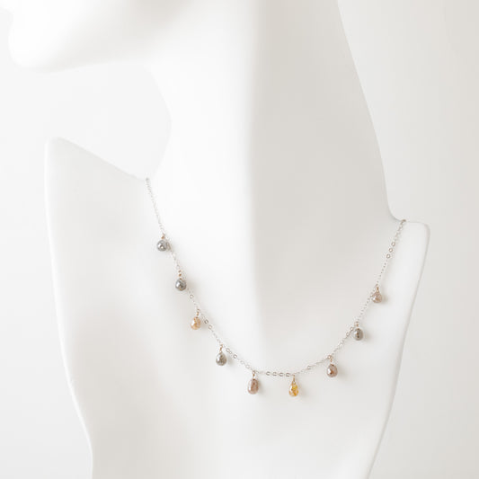 Briolette Diamond Station Necklace