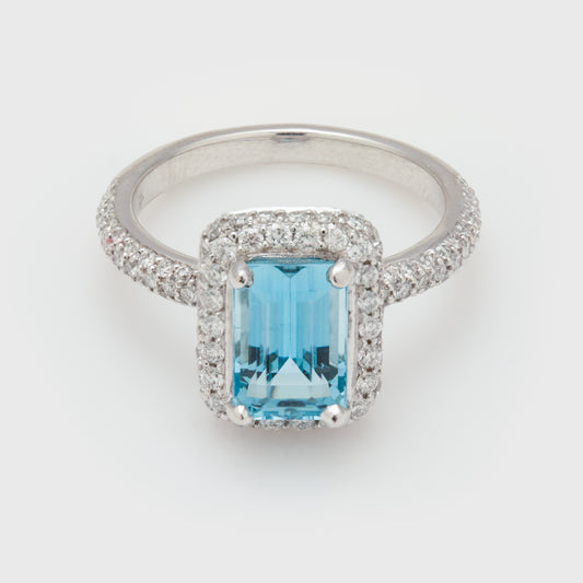 Aquamarine & Diamond Ring