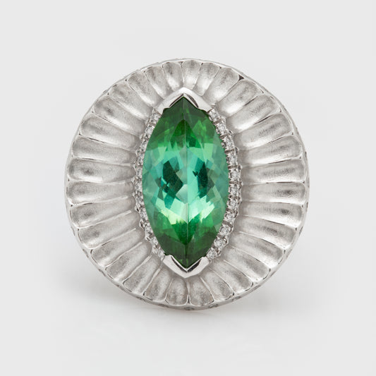 Platinum Tourmaline and Diamond Ring