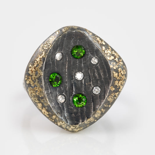 Chrome Diopside & Gold Dust Ring
