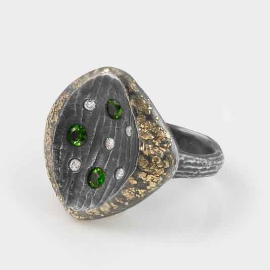 Chrome Diopside & Gold Dust Ring