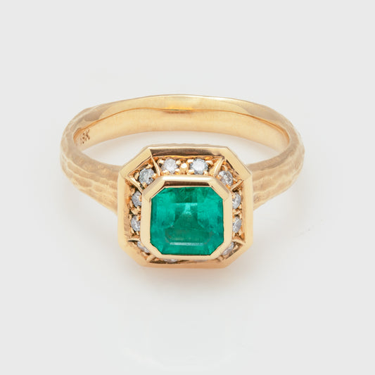 Emerald Halo Ring
