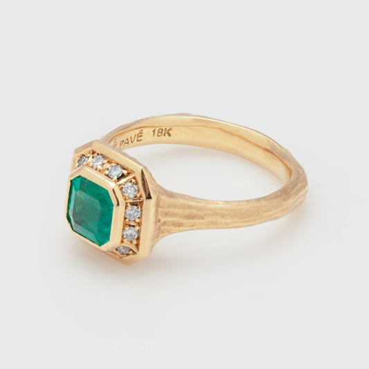 Emerald Halo Ring
