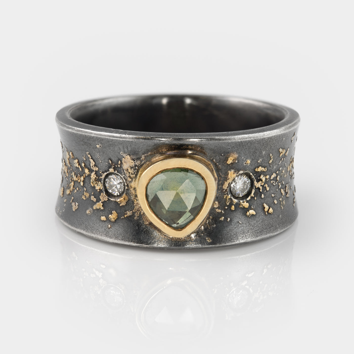Green Sapphire Gold Dust Rings