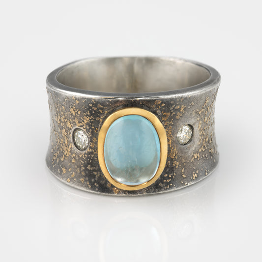 Aquamarine Gold Dust Ring