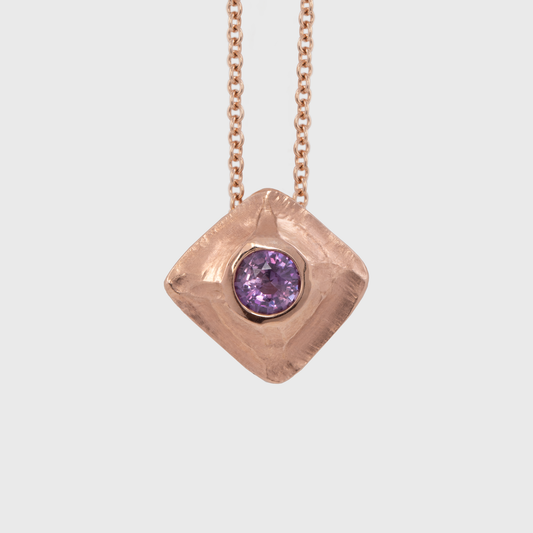 Purple Sapphire Halo Necklace
