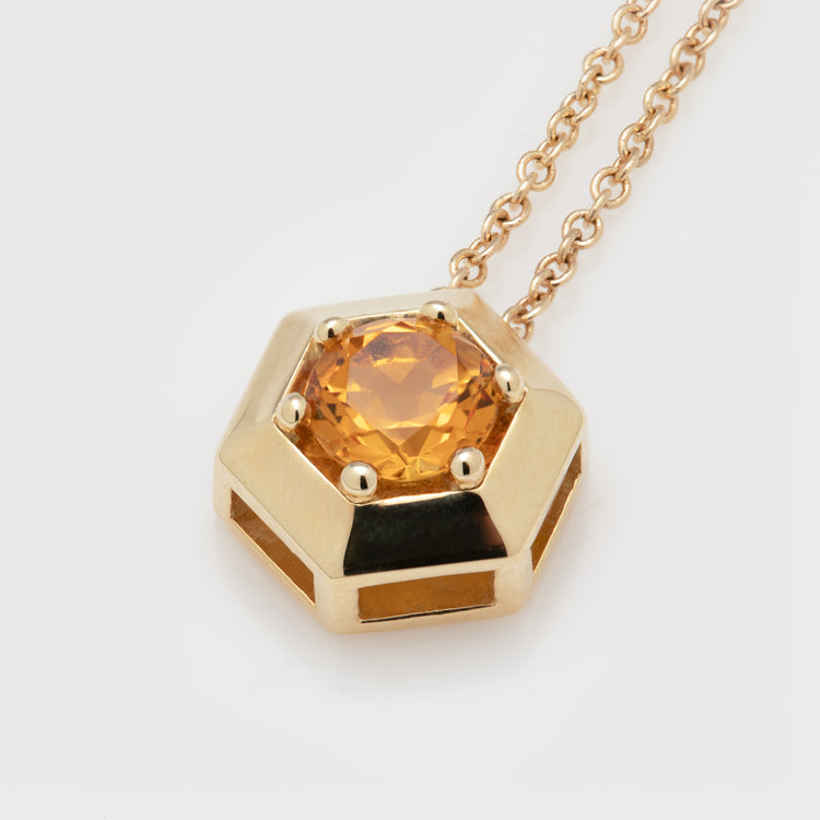 Hexagon Citrine Necklace