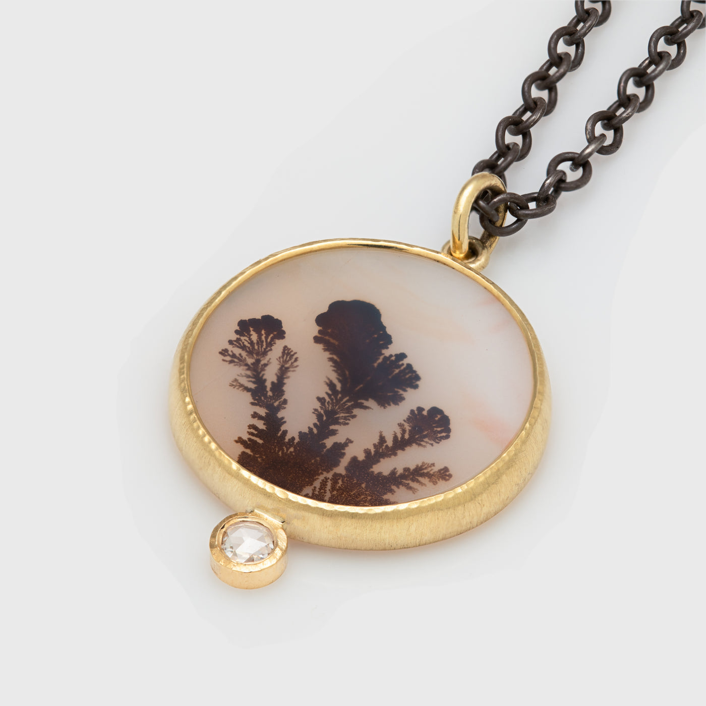 Mixed Metal Dendritic Agate Necklace