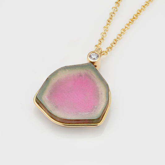 Watermelon Tourmaline Doublet Necklace