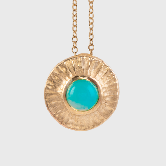 Chrysocolla Redwood Bark Necklace