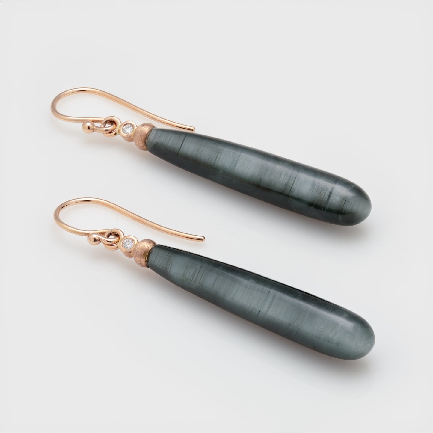 Rose Gold and Gray Quartz Earrings