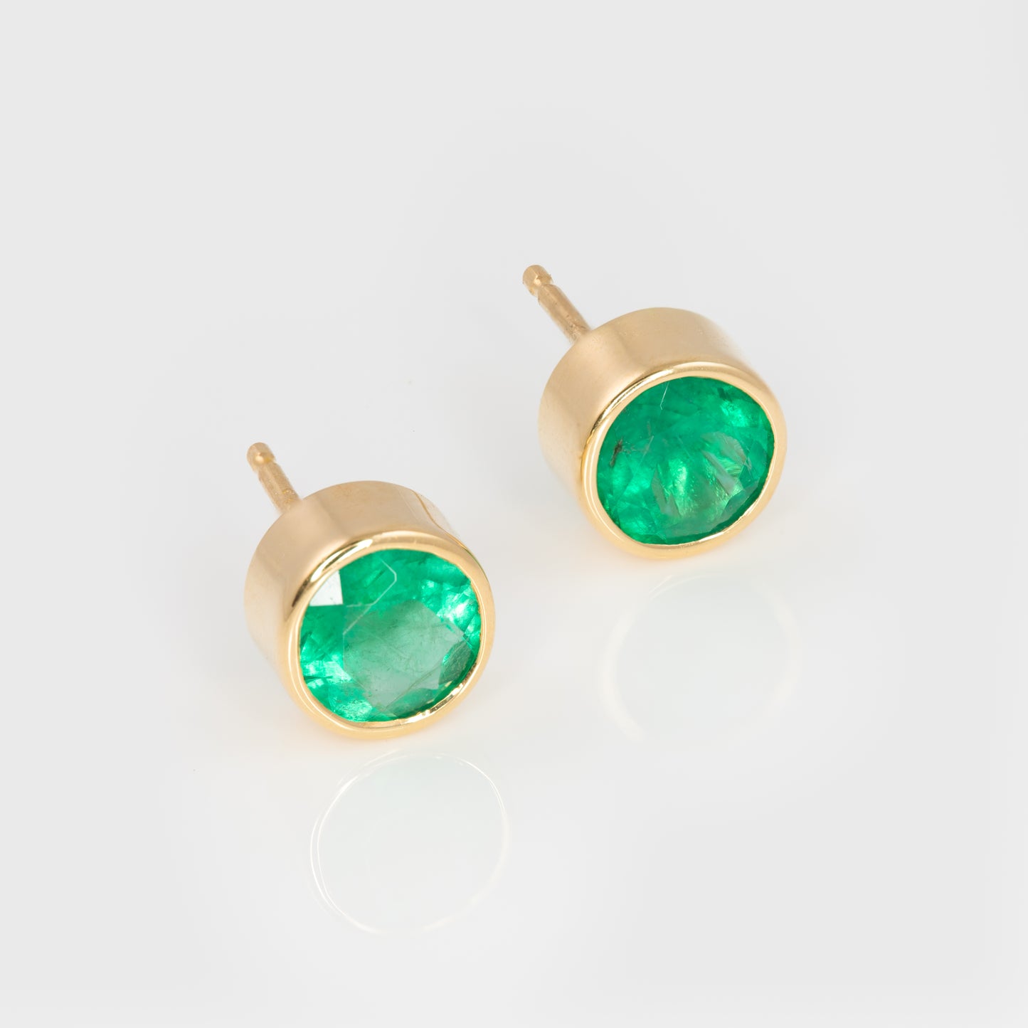 Emerald Bezel Stud Earrings