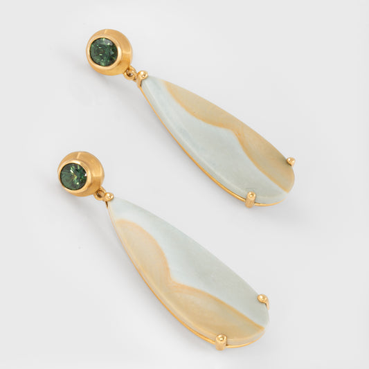 Imperial Jasper & Sapphire Earrings