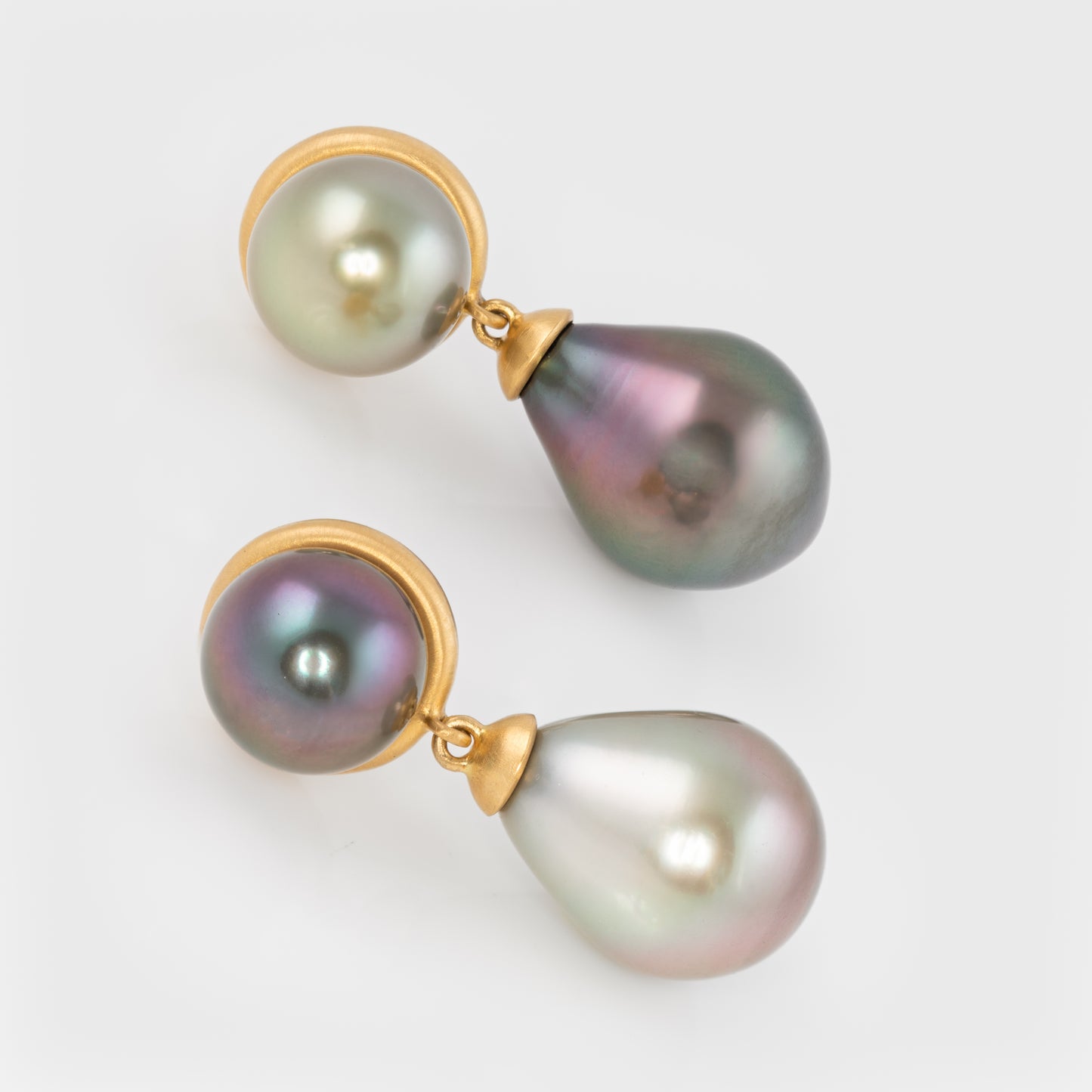 Two Tone Tahitian Pearl Earrings