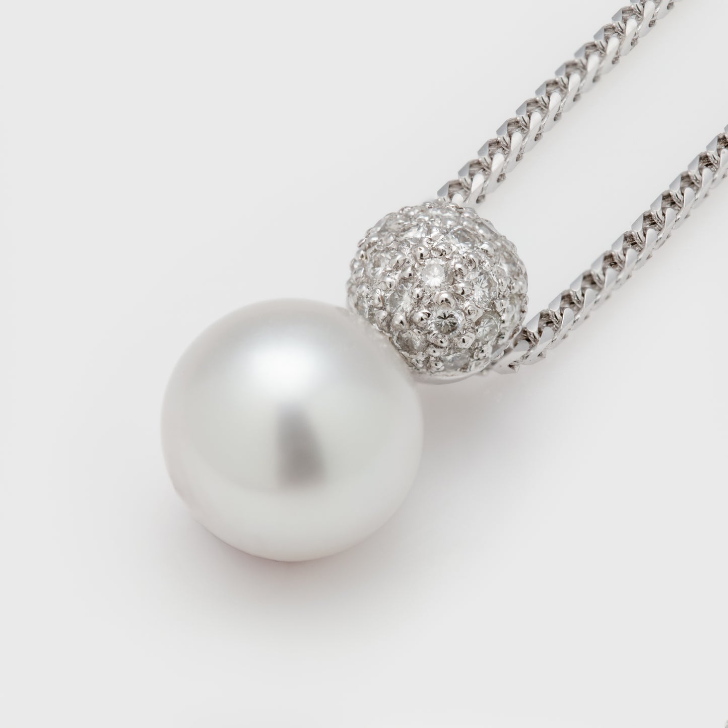 White Gold South Sea Pearl and Pavé Diamond Necklace