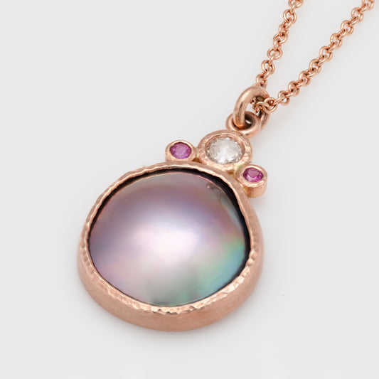 Rose Gold Sea of Cortez Mabe Pearl Necklace
