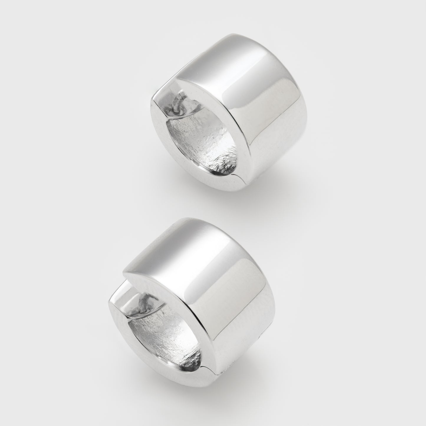 Wide White Gold Earrings