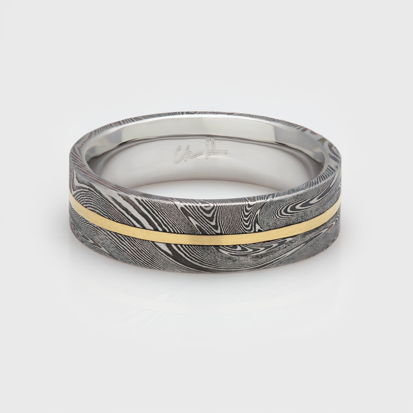 Damascus Gold Inlay Band