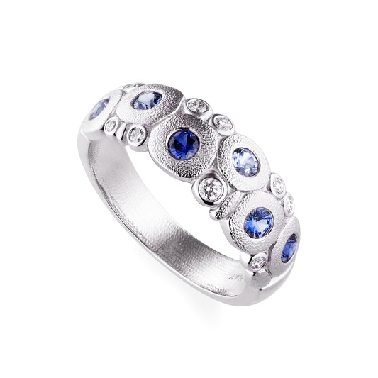Platinum Candy Sapphire & Diamond Dome Ring