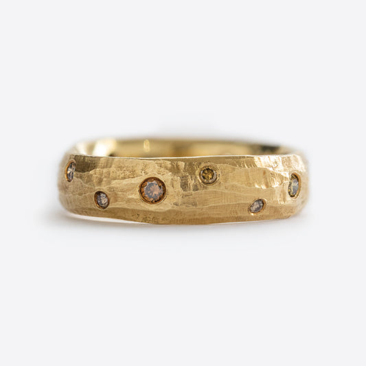 Ancient Redwood Bark Band with Diamonds