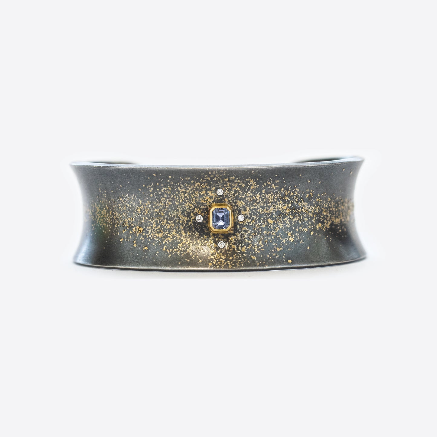 Sapphire and Diamond Cuff in Gold Dusted Silver