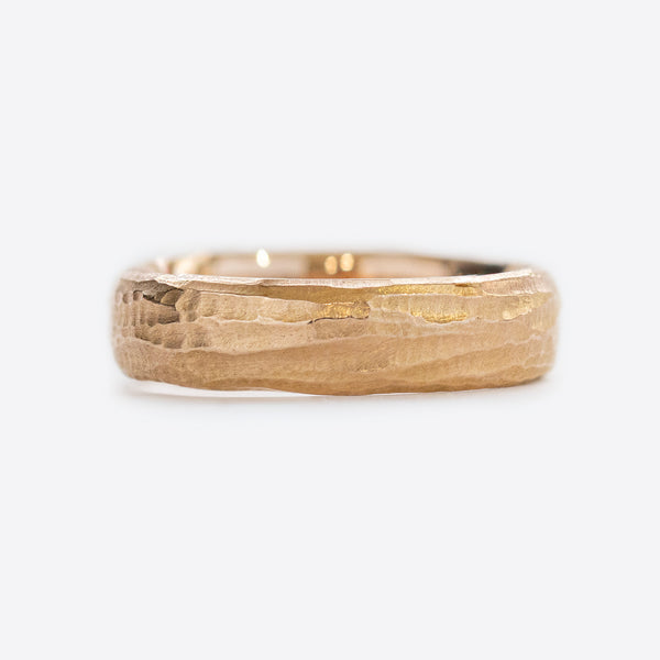 Ancient Redwood Bark Band in Rose Gold