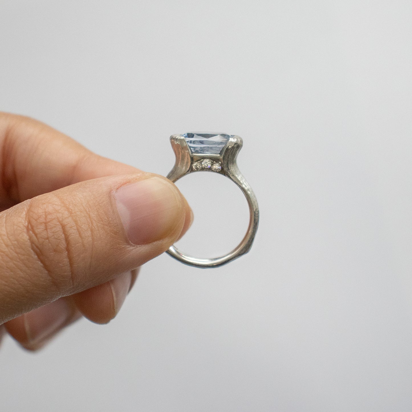 Light Blue Sapphire Ring in Platinum