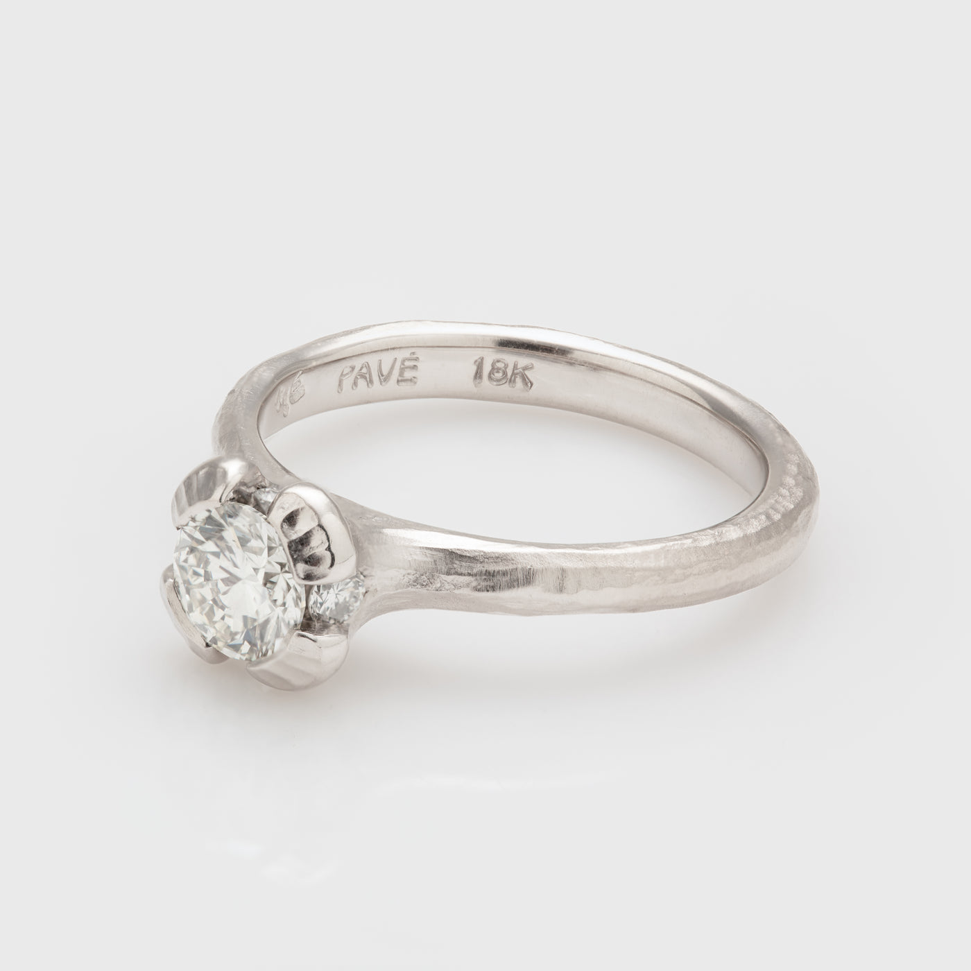 Diamond Ring with Redwood Bark Texture