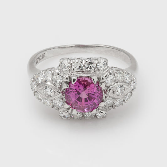 Vintage Halo Ruby Ring