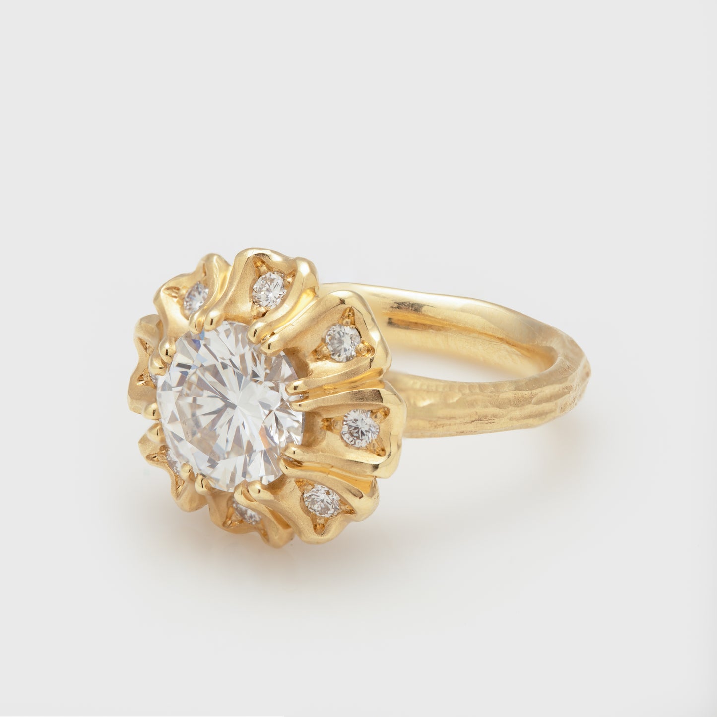 Yellow Gold Flower Diamond Ring
