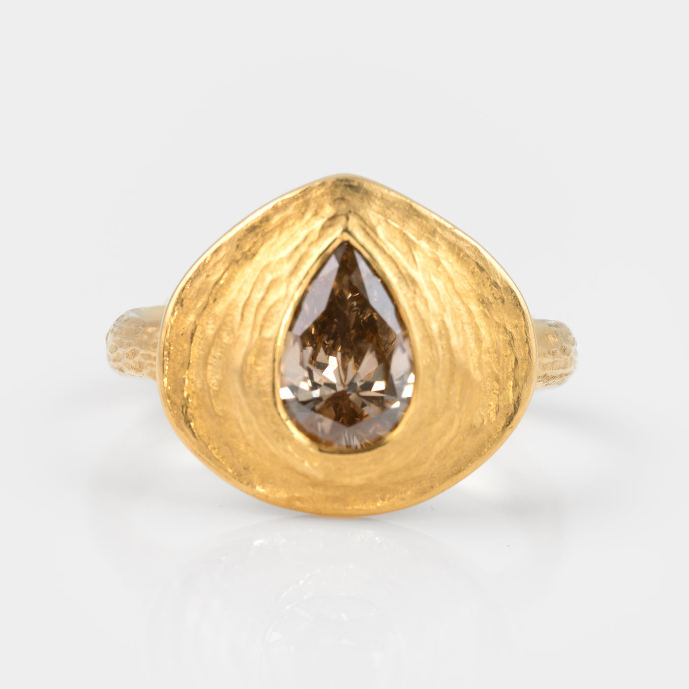 Pear Shape Brown Diamond Ring
