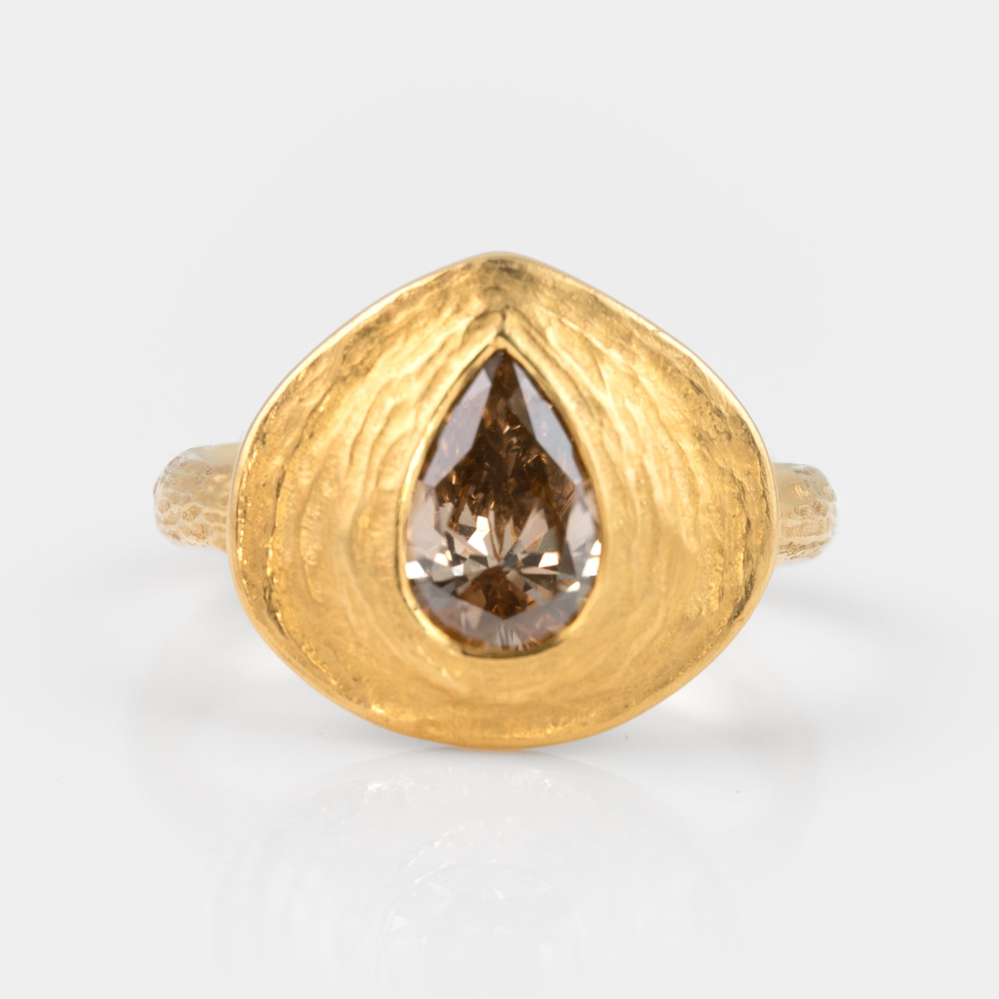 Pear Shape Brown Diamond Ring