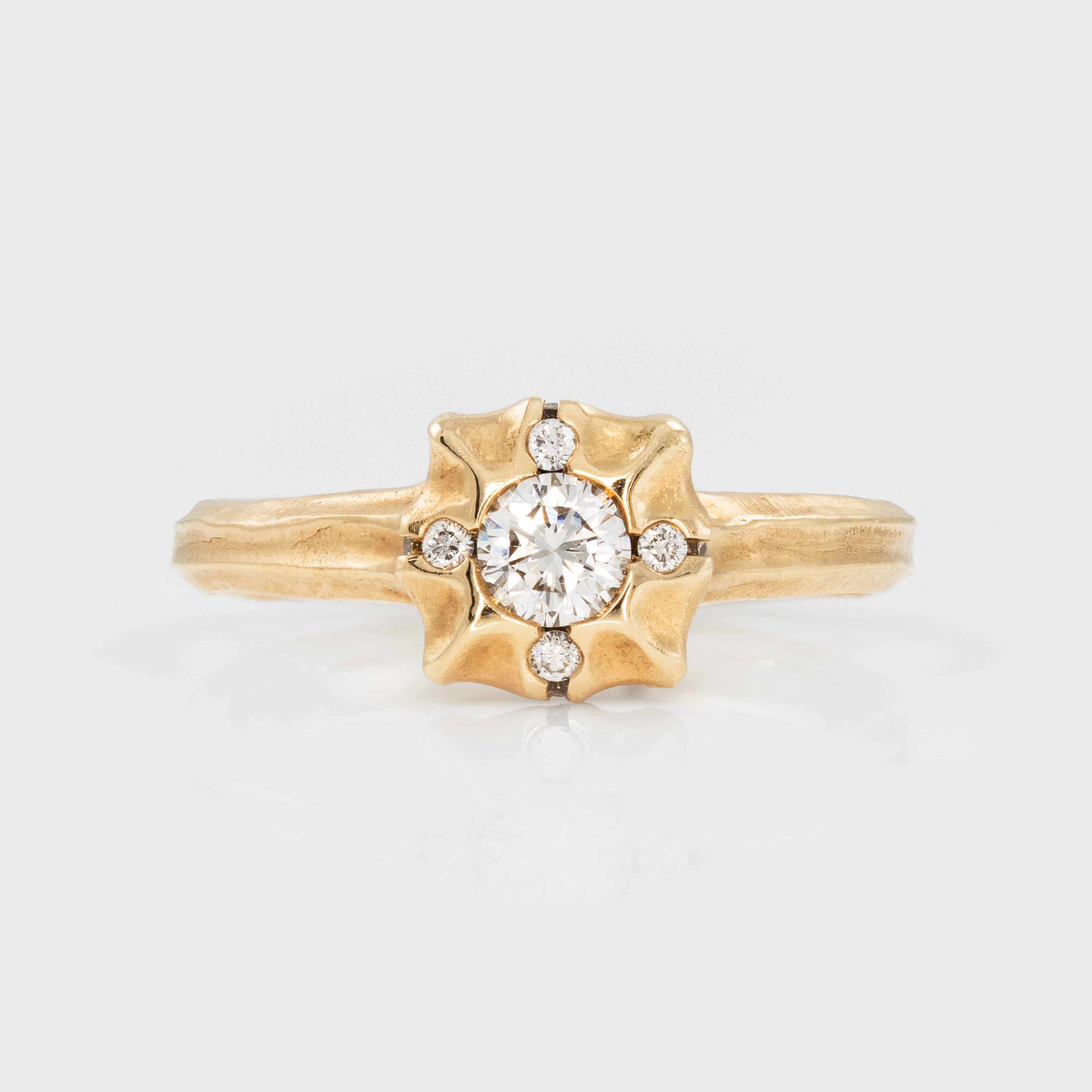 Diamond Accent Redwood Bark Ring – Pavé Fine Jewelry Design