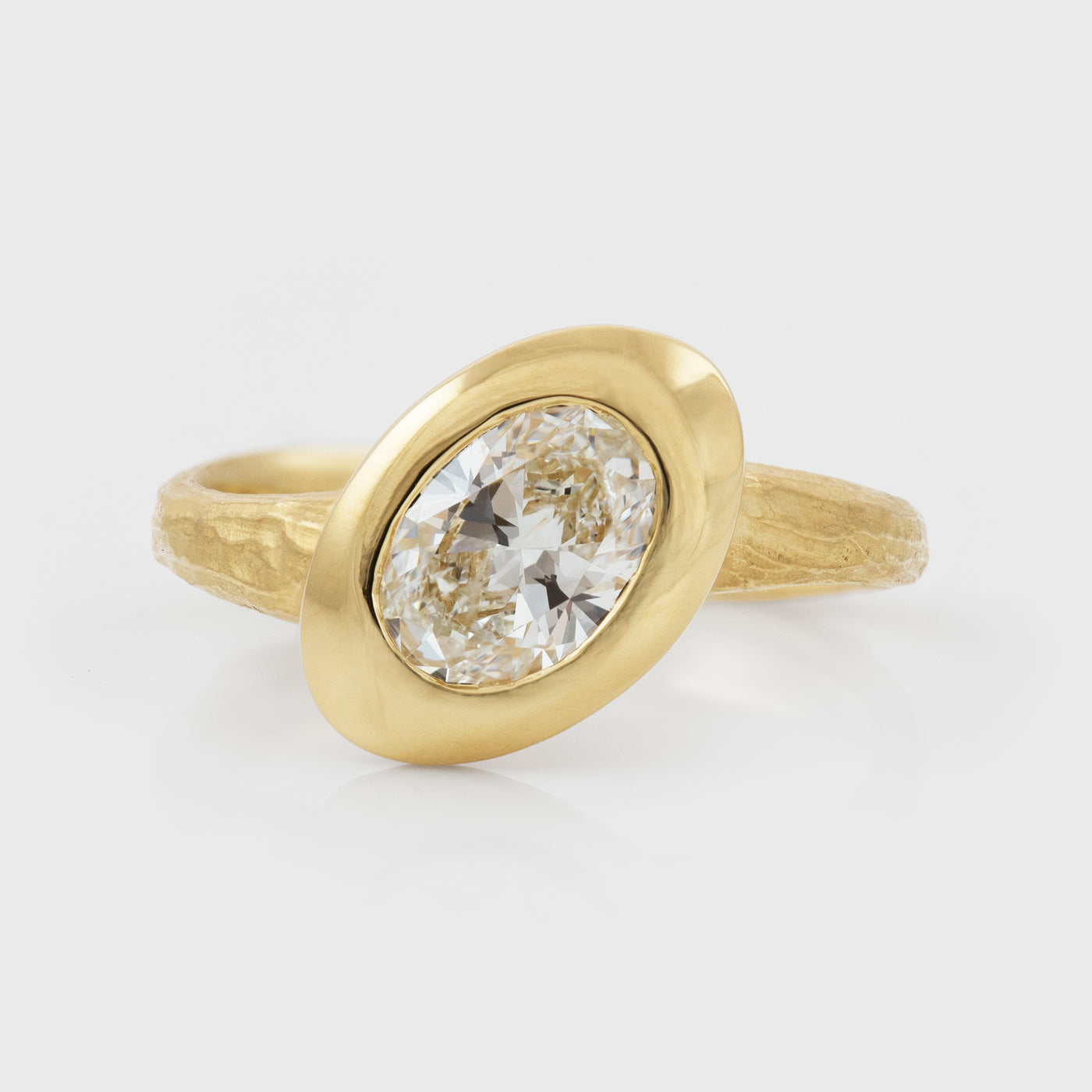 Angled Oval Diamond Ring
