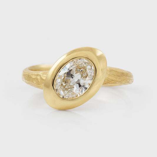 Angled Oval Diamond Ring