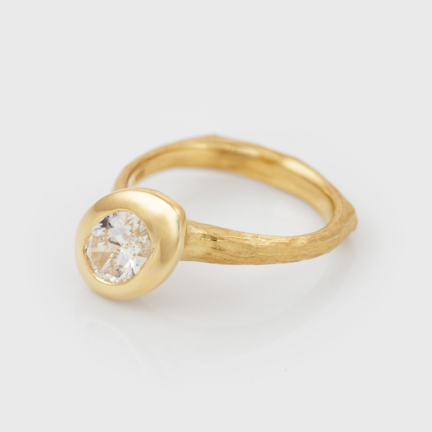 Angled Oval Diamond Ring