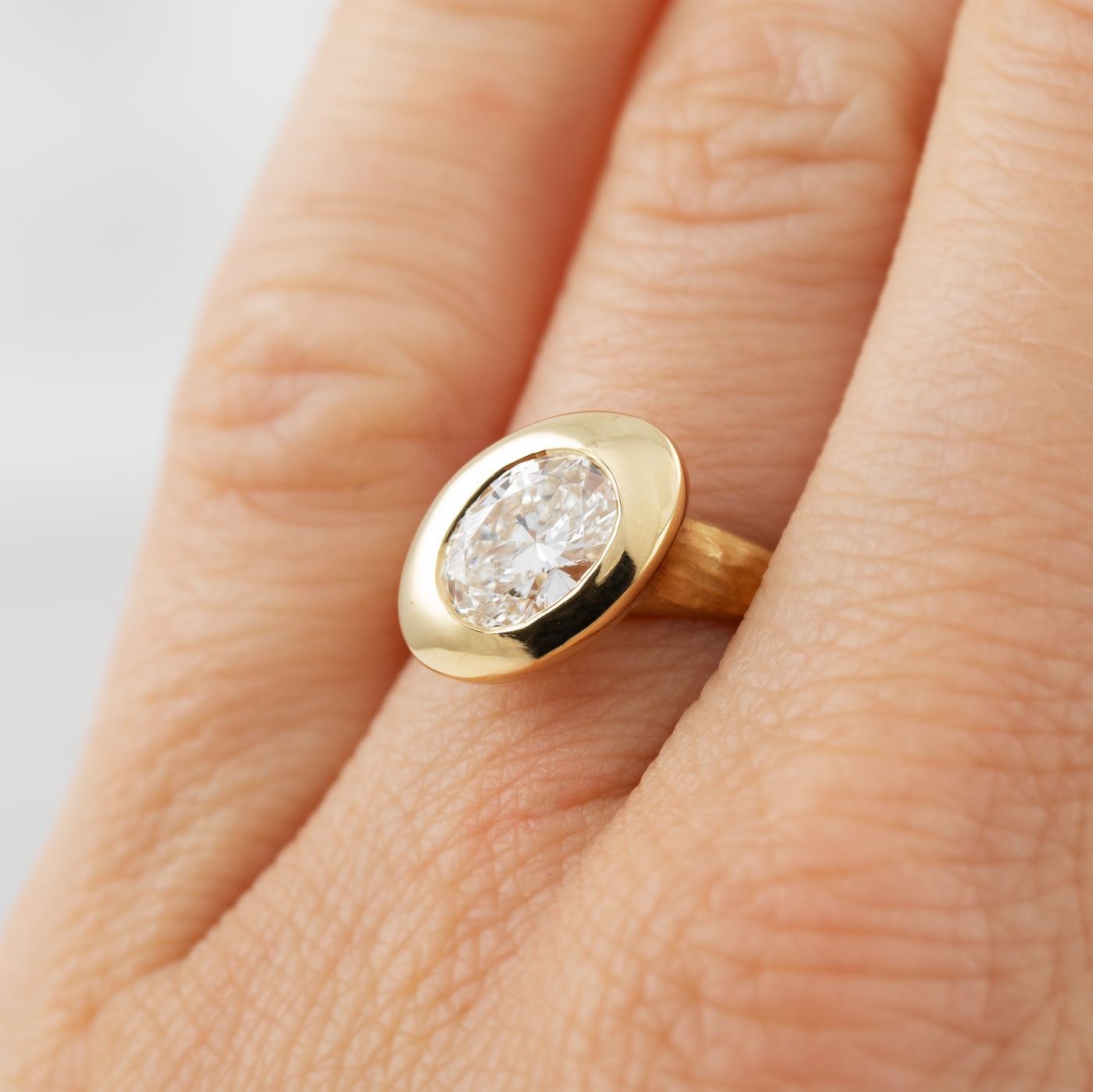 Angled Oval Diamond Ring