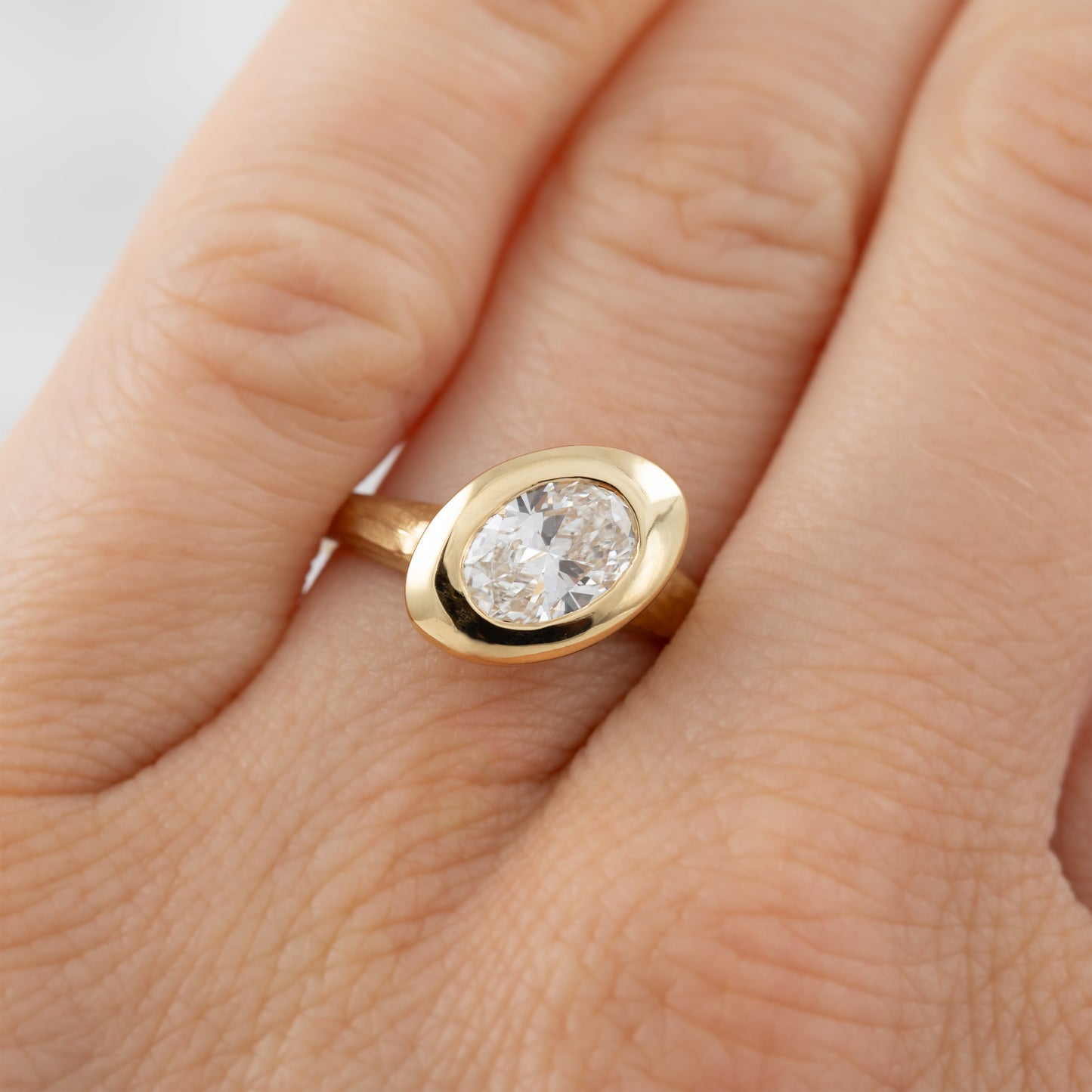 Angled Oval Diamond Ring