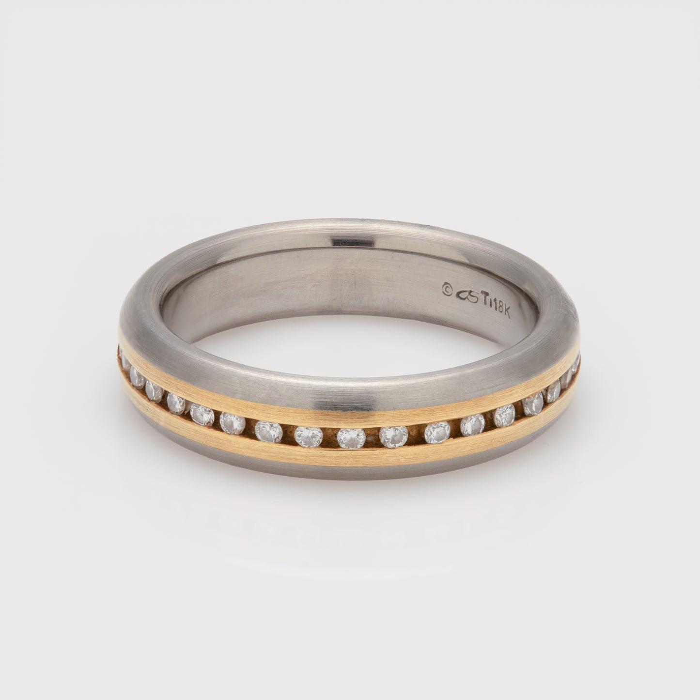 Channel Set Titanium & Yellow Gold Band