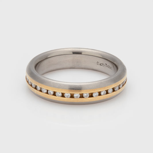 Channel Set Titanium & Yellow Gold Band