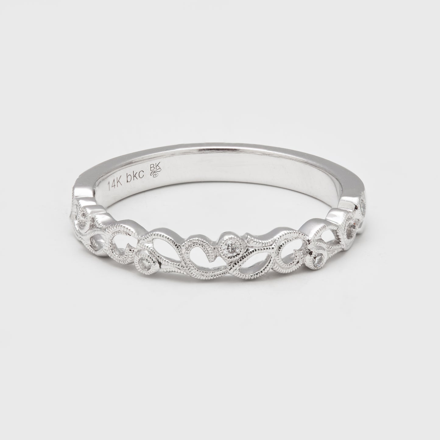 Halfway Floral Design White Gold Band