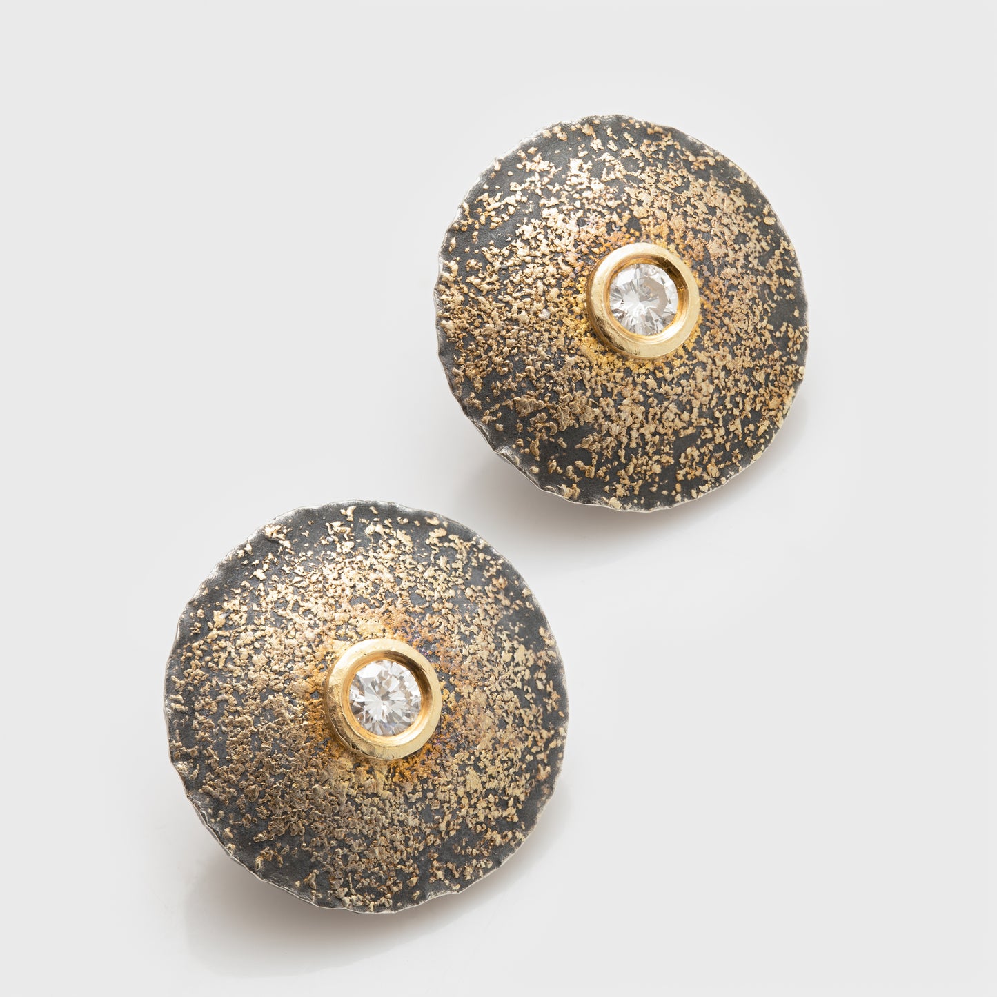 Diamond Earrings with  Gold Dust
