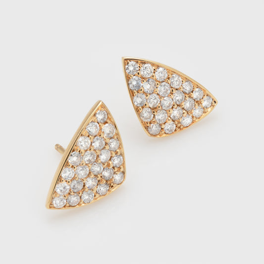 Gold Pave Set Triangle Diamond Earrings