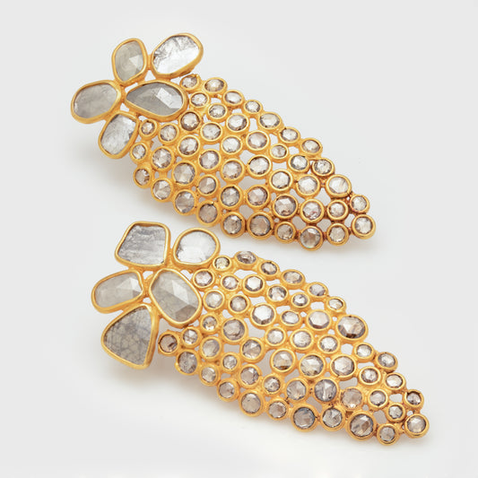 Rustic Diamond Slice Earrings